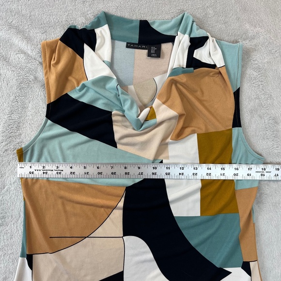 TAHARI Sleeveless Pullover Top Colorblock Cowl Neck Career Chic Versatile sz M - Picture 4 of 9